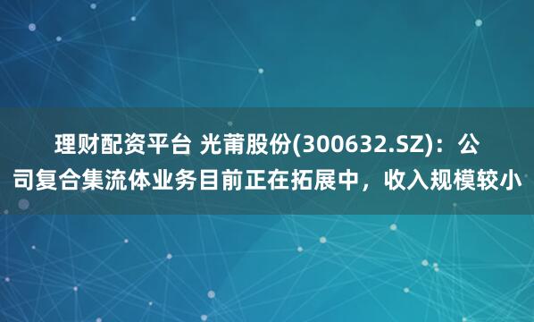 理财配资平台 光莆股份(300632.SZ)：公司复合集流体业务目前正在拓展中，收入规模较小